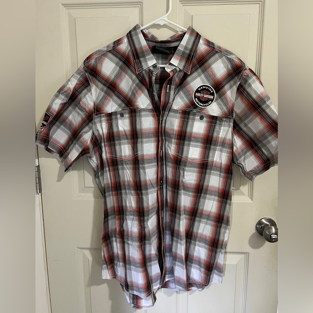 Harley-Davidson Black and Red Plaid Shirt XL